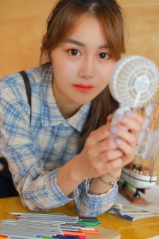 Beautiful photo of beautiful woman in blue plaid shirt HD mobile wallpaper