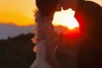 Very romantic sunset couple kissing avatar picture