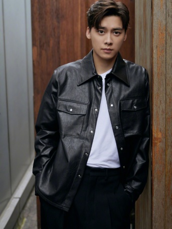 Li Yifeng's lazy and handsome photo in black leather jacket