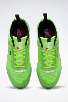 Reebok Los Angeles Salon co-branded green shoes displayed from multiple angles