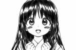 Two dimensional black and white anime girl cute avatar