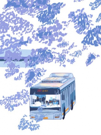 Jacaranda hand-painted illustration wallpaper