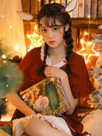 圣诞美女麋鹿造型唯美手机壁纸