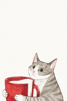 Cute cat cartoon illustration mobile wallpaper