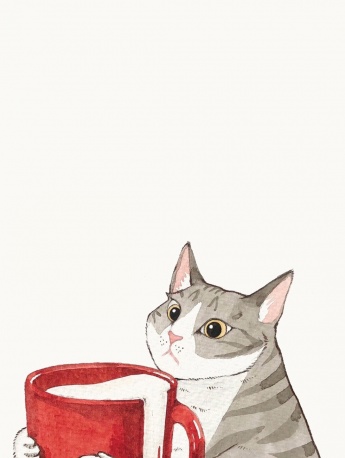 萌趣貓咪卡通插畫手機壁紙