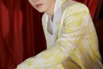 Wang Junkai handsome photo in yellow printed suit