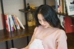 Shy and sweet photo of a beautiful student girl in the study room