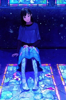 Creative anime girl scene mobile wallpaper