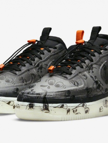 Multiple angles of the Nike Air Force 1 Halloween glow-in-the-dark model