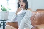 Seductive photo of long-legged beauty with slim waist and pert butt