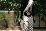 Wang Yibo handsome photo in street style black and white checkered pants