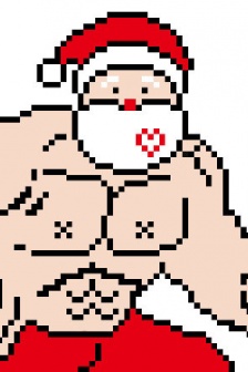 Christmas pixel style muscular man avatar