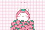 Big Tooth Rabbit Strawberry Grape Cartoon Wallpaper