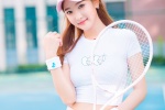 Sexy photos of beauties playing tennis on the campus playground