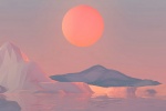 日出日落唯美插画手机壁纸