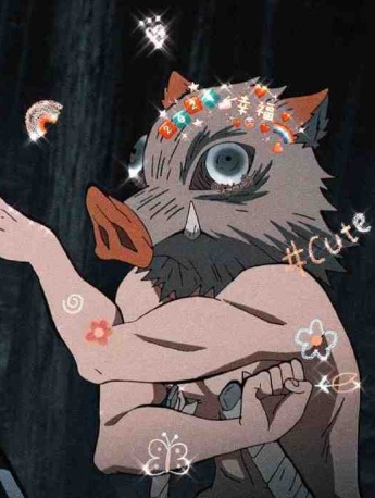 Zuhira Inosuke pig head portrait