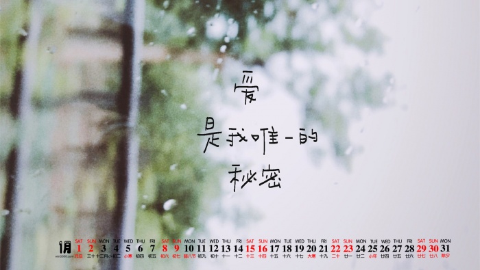 2022年1月伤感文字桌面日历壁纸