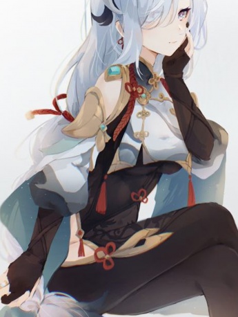 Genshin Shenhe curved screen mobile wallpaper