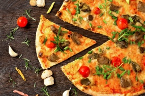 Delicious and tempting western pizza poster picture wallpaper