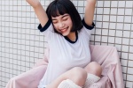 Photo of a girl who loves to laugh, sexy gymnastics clothes and beautiful legs