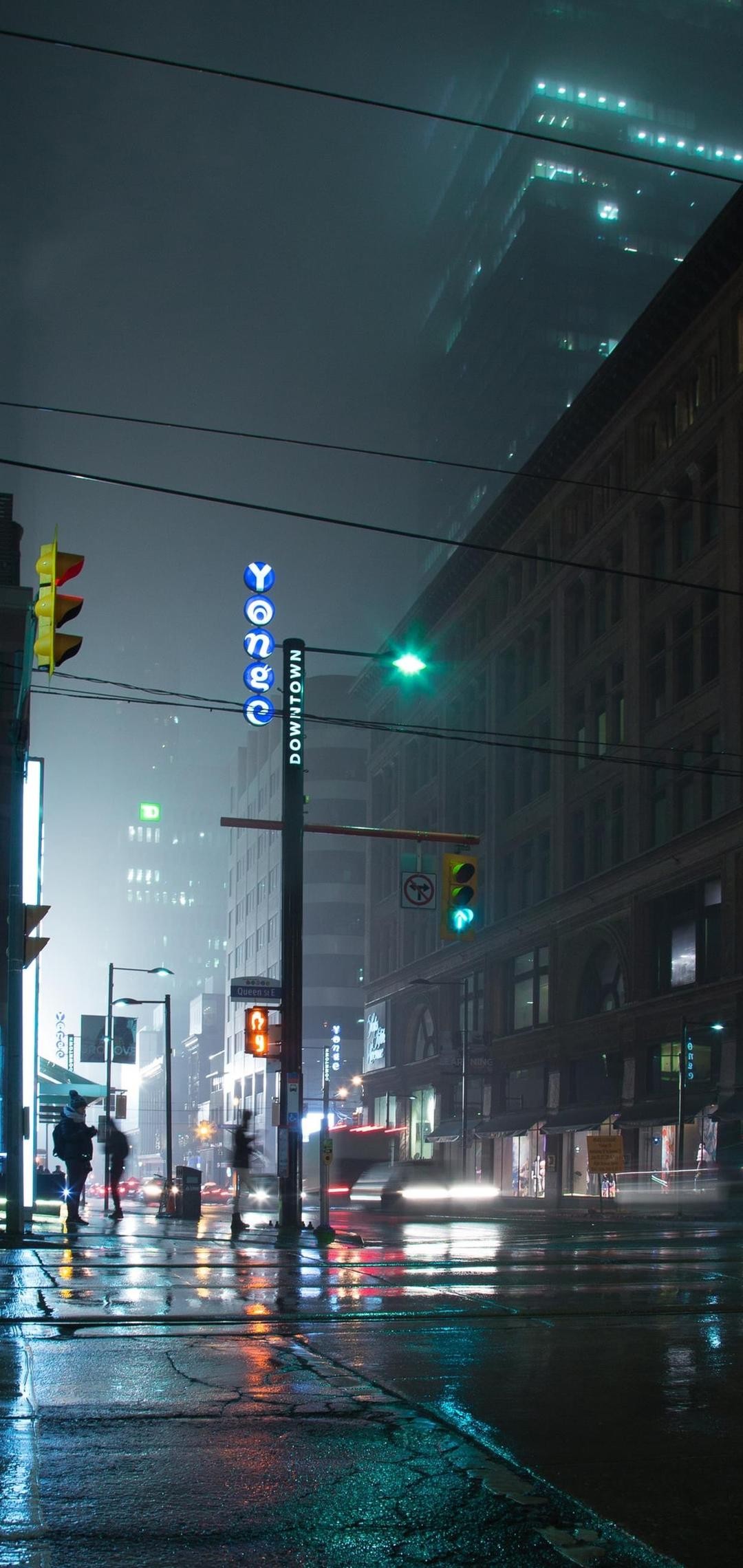 寂静夜晚城市街道风景手机壁纸