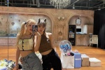 ROSÉ blonde double ponytail playful selfie