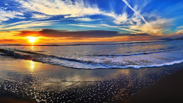Beautiful beach sunset scenery pictures desktop wallpaper