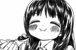 Two dimensional black and white anime girl cute avatar