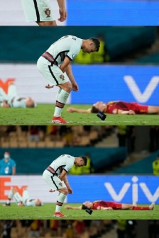 Cristiano Ronaldo throws armband picture