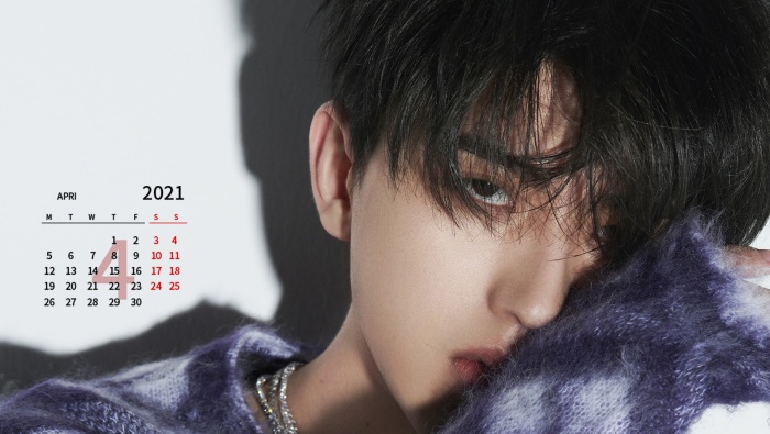 April 2021 handsome star Cai Xukun calendar wallpaper