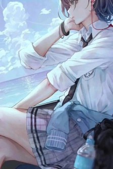 二次元短發jk少女手機壁紙