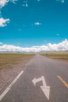 Beautiful mobile wallpaper with blue sky, road and lake
