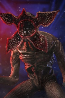 Stranger Things Demon God figure display with multiple pictures