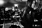 Liu Yifei leather motorcycle fashion texture photo