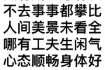 尺有所短寸有长
不去事事都攀比
人间美景未看全
哪有工夫生闲气
心态顺畅身体好
省下药钱旅游去