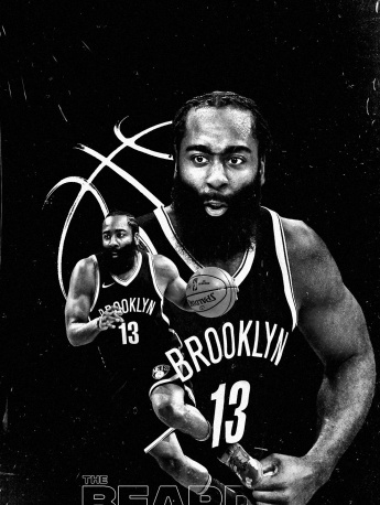 Nets James Harden cool black and white mobile wallpaper