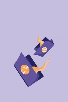 Simple pink and purple girl illustration mobile wallpaper