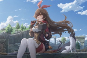 Genshin Impact Amber anime cartoon HD computer wallpaper