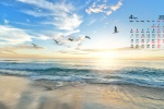 2022年4月蓝色大海桌面日历壁纸