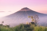 Distant volcano landscape photography wallpaper