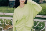Jing Tianguo green sweatshirt fresh and sweet photo pictures