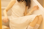 Sexy photo of a good-looking beauty with fair skin and long legs