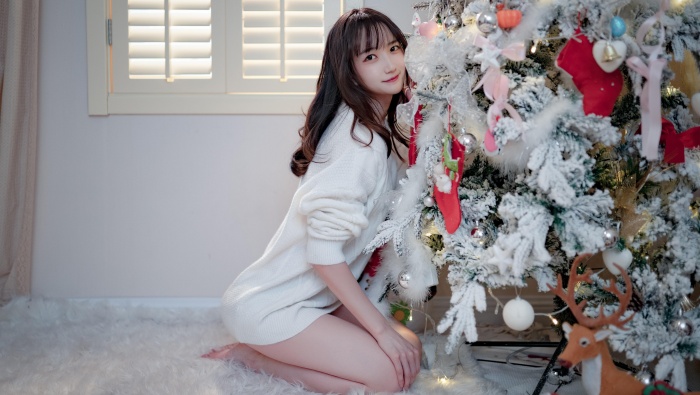 聖誕節美女寫真圖片桌麵壁紙