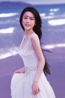 Miss Sona white dress seaside mobile wallpaper