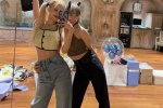 ROSÉ blonde double ponytail playful selfie