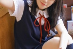 Literary beauty student girl in black stockings uniform photo