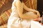 Sexy photo of a good-looking beauty with fair skin and long legs
