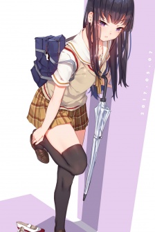 黑絲動漫美少女手機壁紙圖片