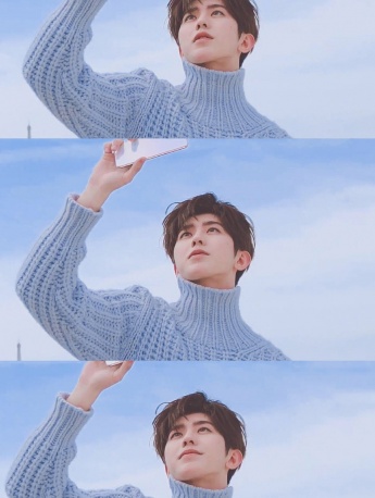 Cai Xukun handsome photo mobile wallpaper in blue sweater
