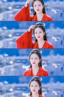 Zhou Shengru, Cui Shiyi's red dress splicing mobile wallpaper